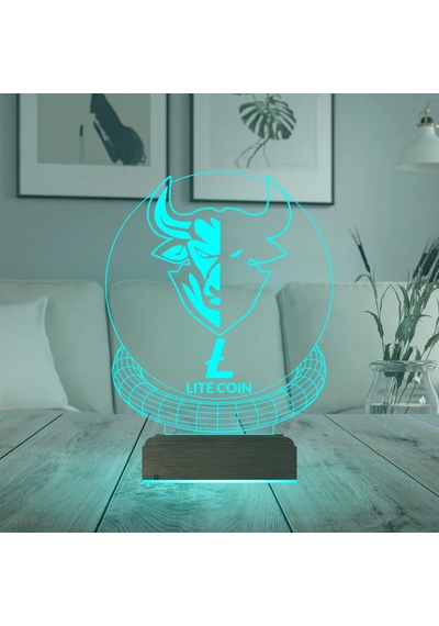 Luvivia Crypto Lite Ltc Coin Kripto Finans 3d Lamba - Masa Gece Lambası Şeffaf