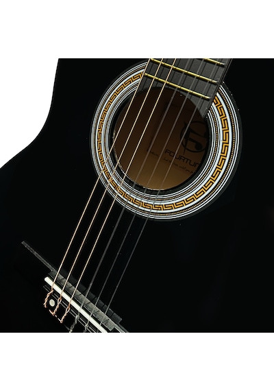 Fourtune Luca CW-200BK Kesik Kasa Siyah Klasik Gitar Seti 4/4 Sap Ayarlı (Cutaway)