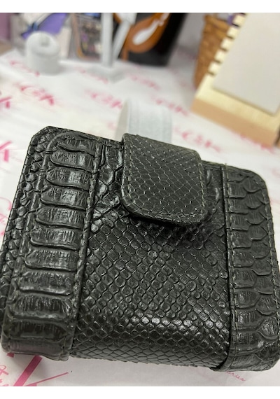 Gk Gamzelirenklerim Luxury Fashıon&accessorıes Yılan Derisi Mıknatıslı Lüx Cüzdan Suni Deri Haki