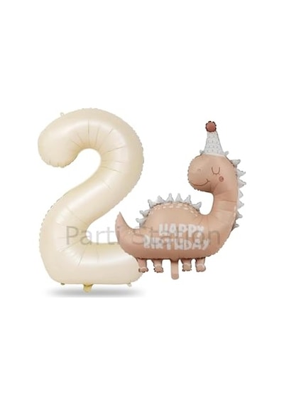 Retro Dinozor Temalı 2 Yaş Krem Rakam Balon Seti Doğum Günü Dekorasyonu Pspnkdink 2 Yaş Mavi