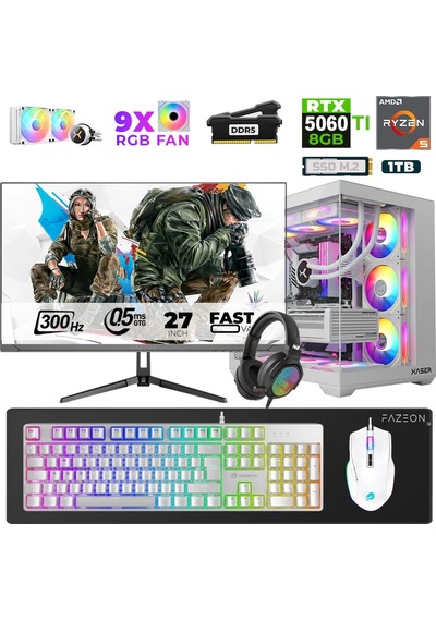 Xaser Star X320 R5-7500F 32 GB 1 TB SSD 8 GB RTX5060Tİ 27" Dos NVME Masaüstü Oyuncu Bilgisayarı
