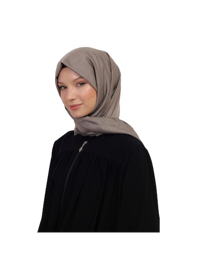 Manolyaşal İslamic Hijab Çift Taraflı Düz Jakar Şal Parlak & Mat Dokulu, Özel Gün Şalı, Düz Renk Vizon