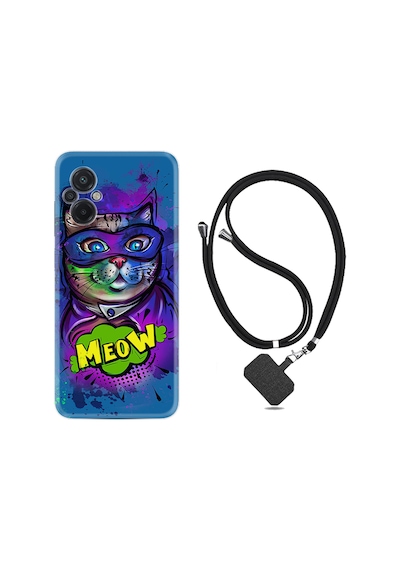 Xiaomi Poco M5 Kılıf İpli Boyun Askılı Desenli Silikon Super Meow 1715