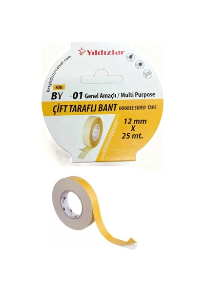 Çift Taraflı Köpükksüz Şeffaf Filmik Bant 12mmx 5mt 1 Adet 12mm X 5 M