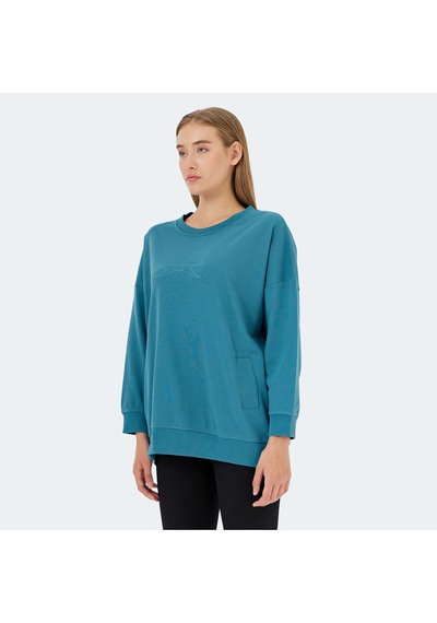 Slazenger VIKENTI SW Oversize Kadın Cepli Oversıze Petrol Sweatshirt
