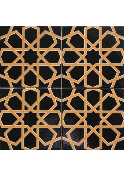 Armada Çini 20x20 Cm Sp 89-v Sarı Siyah Türkmen Yıldızı Çini Karo