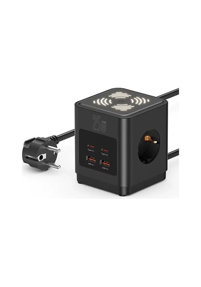 Akım Korumalı 3 Lü Priz Gece Lambalı 25w 2xusb 2xtype-c Çıkış Yüksek Gerilim Koruma Priz Çoğaltıcı