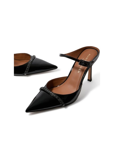 Kurt Geiger Strass Point 90 Taşlı Rugan Topuklu Kadın Mule Topuklu Ayakkabı Siyah 39
