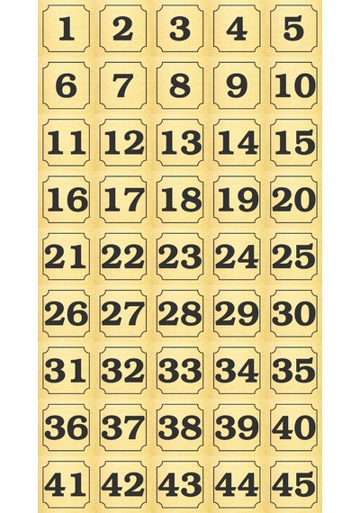 1-45 Kapı, Masa, Dolap Numarası Altın Metal Etiket 7x7 Cm