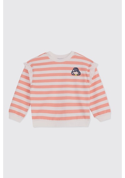Panço Kız Bebek Baskı Detaylı Ekru Sweatshirt Krem 2421GB08045