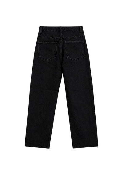 Vadon 1056 Kadın Yüksek Bel Pis Paça Wide Leg Jean Pantolon Siyah