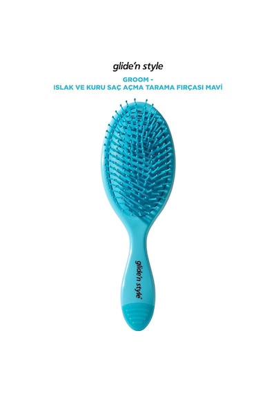 Glide'n Style Groom Islak ve Kuru Saç Açma Tarama Fırçası Mavi GS-242