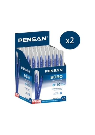 Pensan Büro Tükenmez Kalem 1mm 2270 Mavi 100'lü