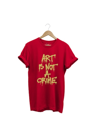 Sanat Suç Değildir Tasarım Baskılı Regular Fit %100 Pamuk Bisiklet Yaka Premium Kırmızı T-shirt Kırmızı