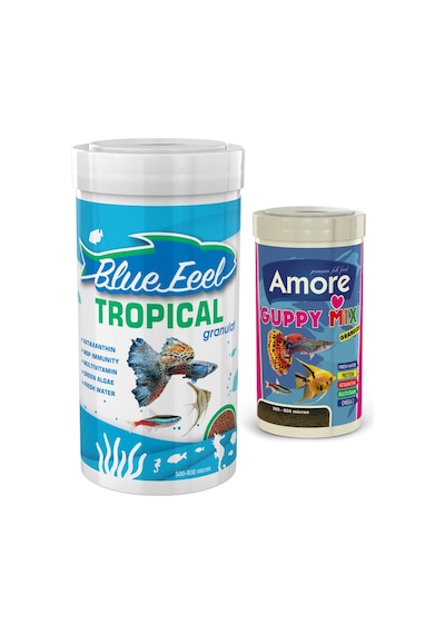 Tropical Mix 1000ml ve Guppy Mix Granules 250ml Kutu Balık Yemi