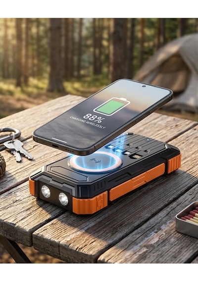 20000 Mah Powerbank Güneş Enerjili Kablosuz Şarj Hızlı Şarj Taşınabilir Batarya - Lisinya