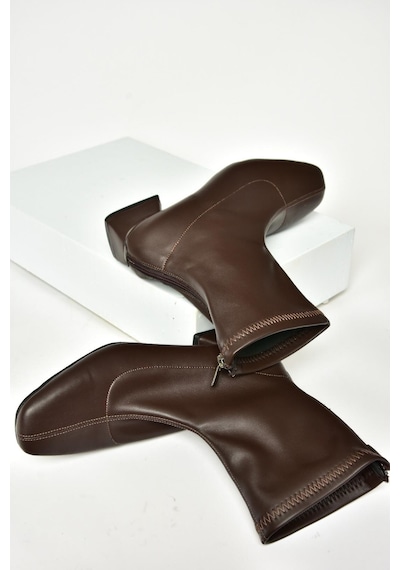 Fox Shoes T642749009 Kahverengi Streç Kadın Bot Kahverengi-suni Deri Kahverengi
