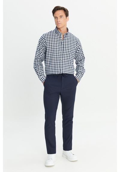 AC&Co / Altınyıldız Classics Erkek Lacı Slim Fit Dar Kesim Beli Bağlamalı Çizgili Yan Cepli Casual Jogger Pantolon Lacı