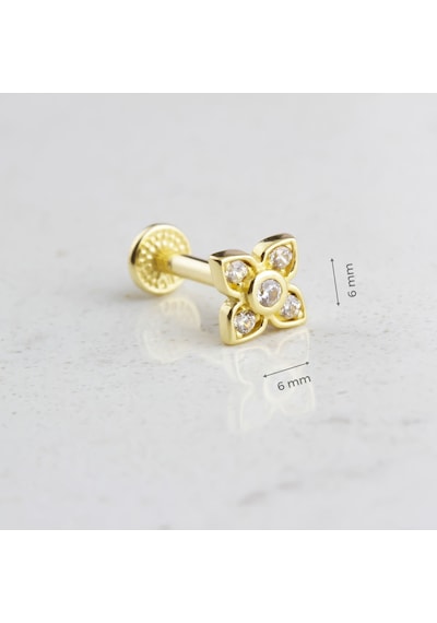 Glorria Altın Yonca Tragus Piercing Çok Renkli