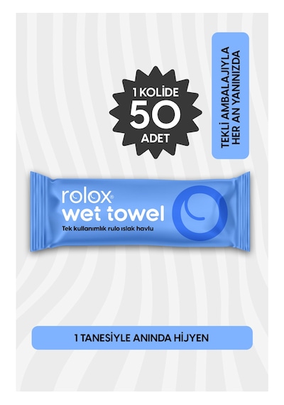 Wet Towel - 50 Paket - Tek Kullanımlık Rulo Islak Havlu