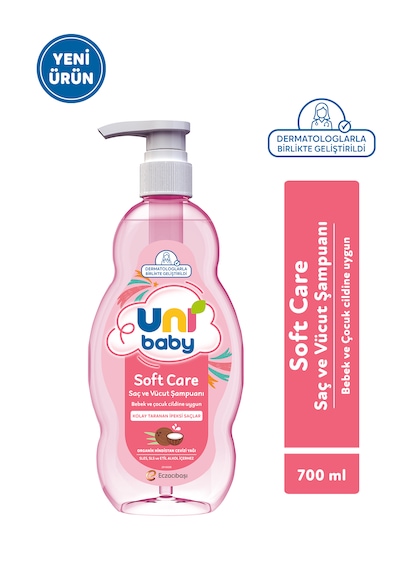Uni Baby Soft Care Organik Hindistan Cevizi Yağlı Saç ve Vücut Şampuanı 700 Ml 3'lü