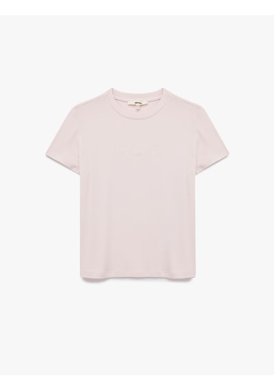 Koton Slim Fit Fiyonk Nakış Detaylı Kısa Kollu Bisiklet Yaka Tişört Pembe 6wak50199ek Gül Koton Slim Fit Fiyonk Nakış Detaylı Kısa Kollu Bisiklet Yaka Tişört Pembe 6wak50199ek Gül