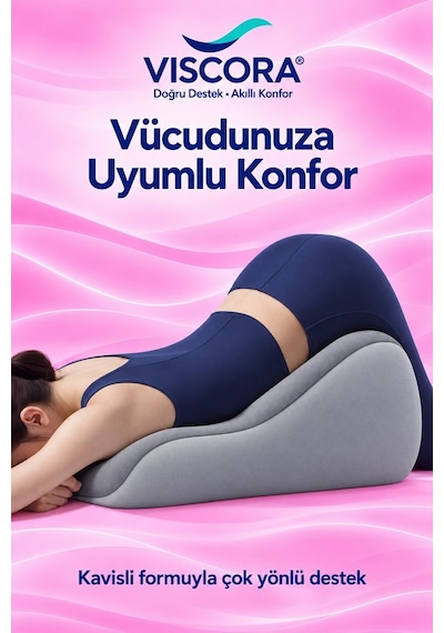 Eğimli Üçgen Matı Kişisel Konfor Alanınız İçin Çok Amaçlı Visco Destek Minderi 50 40 23 Cm Gri