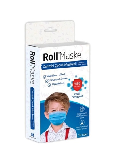 Roll Maske Cerrahi Erkek Çocuk Maskesi 50 Adet