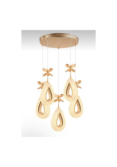 Damla Model 51li Gold Kumandalı 3 Renk Modu Ledli Kristal Taşlı Modern Salon Mutfak Oturma Odası Led Avize