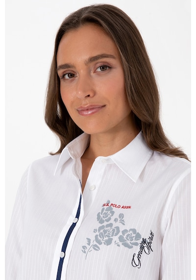 U.s. Polo Assn. Kadın Beyaz Gömlek Desenli 50316397-vr013 Beyaz