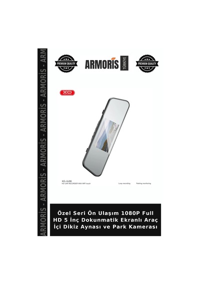Özel Seri Ön Ulaşım 1080p Full Hd 5 İnç Dokunmatik Ekranlı Araç İçi Dikiz Aynası Ve Park Kamerası