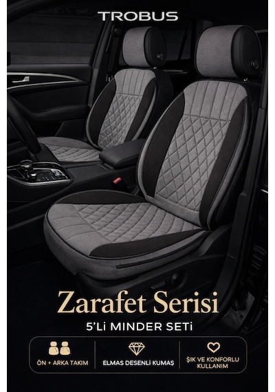 Fiat Egea Cross 2020 Ve Sonrası Uyumlu Zerafet Serisi Gri Siyah 5'li Ortopedik Koltuk Minderi 41626941