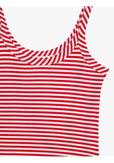 Koton Slim Fit U Yaka Askılı Çizgili Atlet Kırmızı Çizgili 6sak10038pk