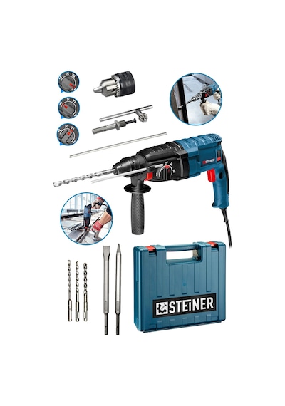 Steiner 4000 W Darbeli Kırıcı Delici Matkap + Mandren + 5 Parça Uç