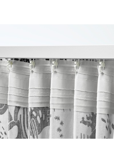 Fon Perde/2 Kanat, Beyaz-siyah, 145x300 Cm, Işık Filtreleyici, Keten-pamuk