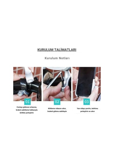 Alüminyum Gidon Sıkıştırmalı Motosiklet Telefon Tutucu Scooter Bisiklet Telefon Tutucu Sarsılmaz Diğer