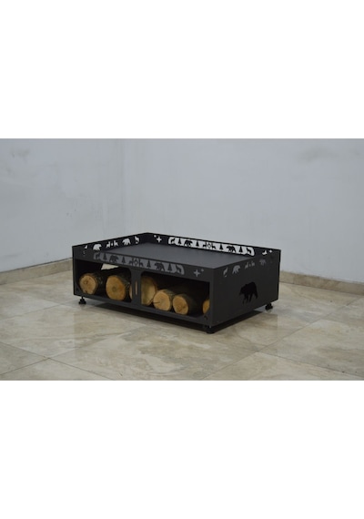 Fs-107-d Doğa Desenli 60 90 Odunluklu Lazer Kesim Soba Altlığı