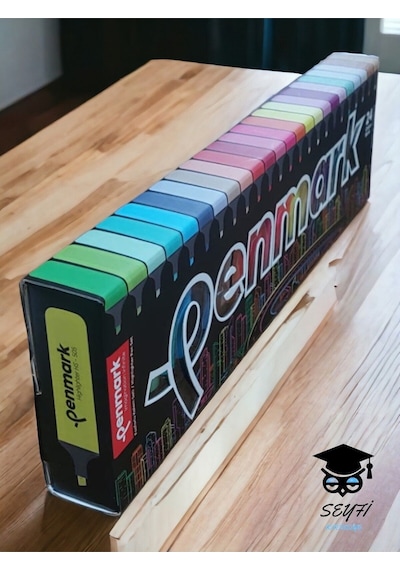 Penmark 24 Renk Plastik Standlı Fosforlu Kalem Seti İşaretleme Kalem Seti Highlighter Çok Renkli