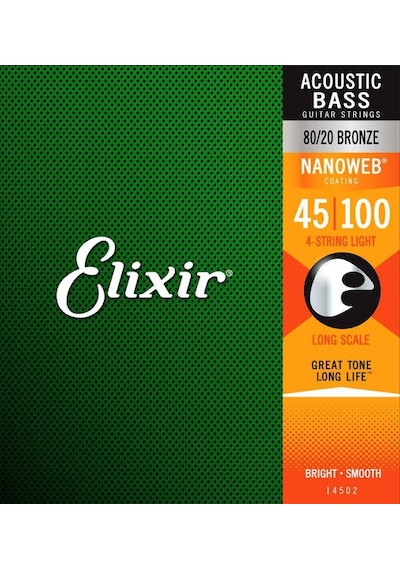 Elixir 14502 Nanoweb Light Akustik Bas Gitar Teli 45-100