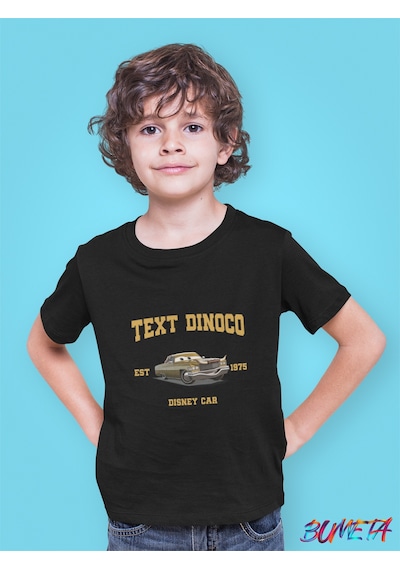 Bumeta Text Dinico Arabalar Cars Şimşek Mcqeen Çocuk Tişört T-shirt Siyah