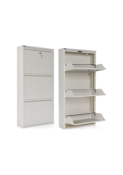 Ceha Kilitli Metal Ayakkabılık 3'lü Beyaz - K.AYK-3 /AB9010/KL