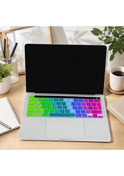Macbook Klavye Koruyucu Avrupa İngilizce A2338 M1 M2 13 İnç A2251 A2289 A2141 16 İnç Uk Iso Ters L Enter Silikon Keyboard Cover Touch Bar Pembe Yeşil