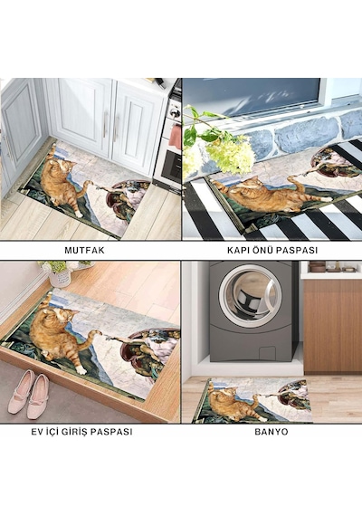 Monnhein Kedi Köpek Komik Tasarımlı Dekoratif Kapı Önü Paspas, Dış Mekan/ev İçi/banyo/mutfak/yatak Odası/giri Genel