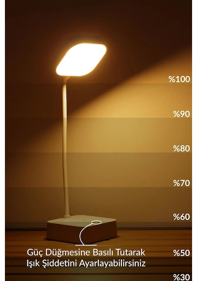 Yeşil Şarjlı Masa Lambası Dokunmatik 20 Led Kademeli