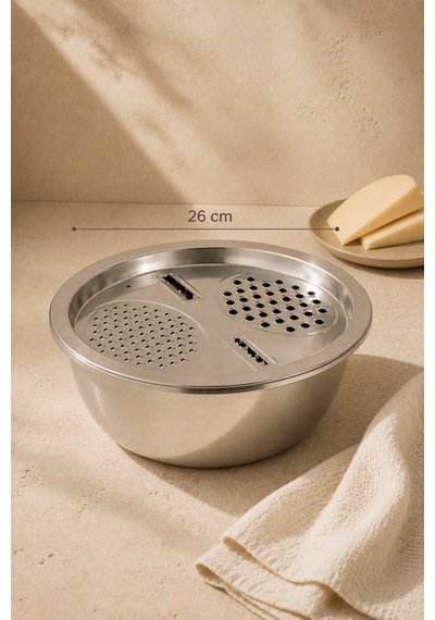 3 Litre Paslanmaz Çelik Hazneli Rende 4 Farklı Rendeleme 26 Cm - 892209587 Diğer