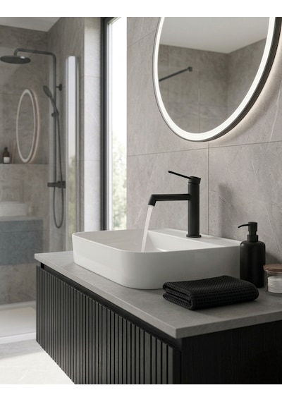 Slim Siyah Lavabo Bataryası