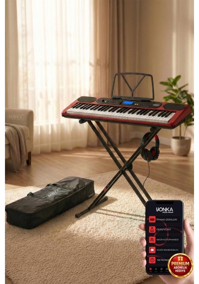 Midex Ps-5200rd-hs Pro Org 61 Led Işıklı Tuş Hassasiyetli Bluetooth Midi Kulaklık Stand
