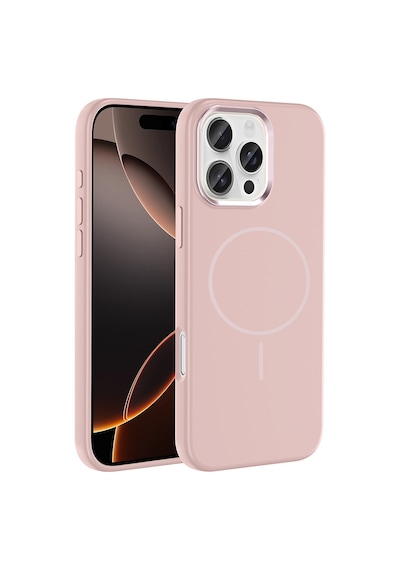 Zore İphone 16 Pro Kılıf M-safe Şarj Özellikli Metal Kamera Çerçeveli Ogaa Edi Silikon Kapak - Rose Gold