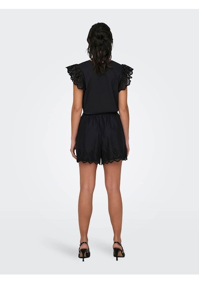 Only Kadın Şort Siyah 15313167 Onllou Lıfe Emb Loose 24yw21000093 W21002 Siyah