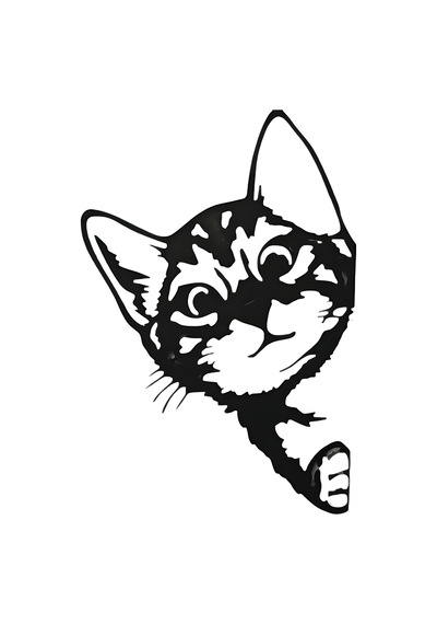 Zeroxo Kapı Arkasından Bakan Kedi Figürü Duvar Süsü 17.1x0.2 Cm